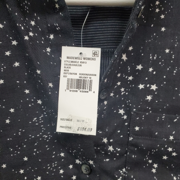 Madewell Star Print Oversized Ex Boyfriend Shirt XS - Picture 7 of 8